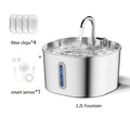2.2L Automatic Cat Water Fountain Square Stainless Steel Pet Water Feeder Dog Water Fountain with Window（No 5V 1A Plug）